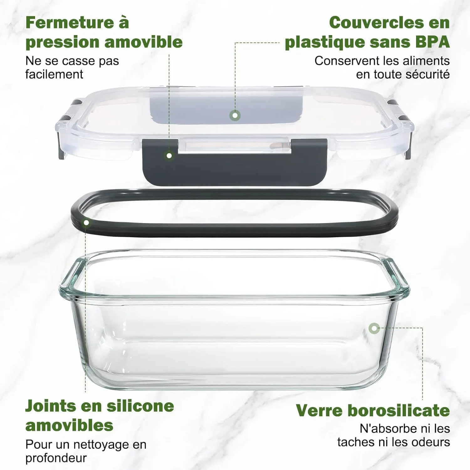 YASHE Lunch Box Verre lot de 12 réutilisables