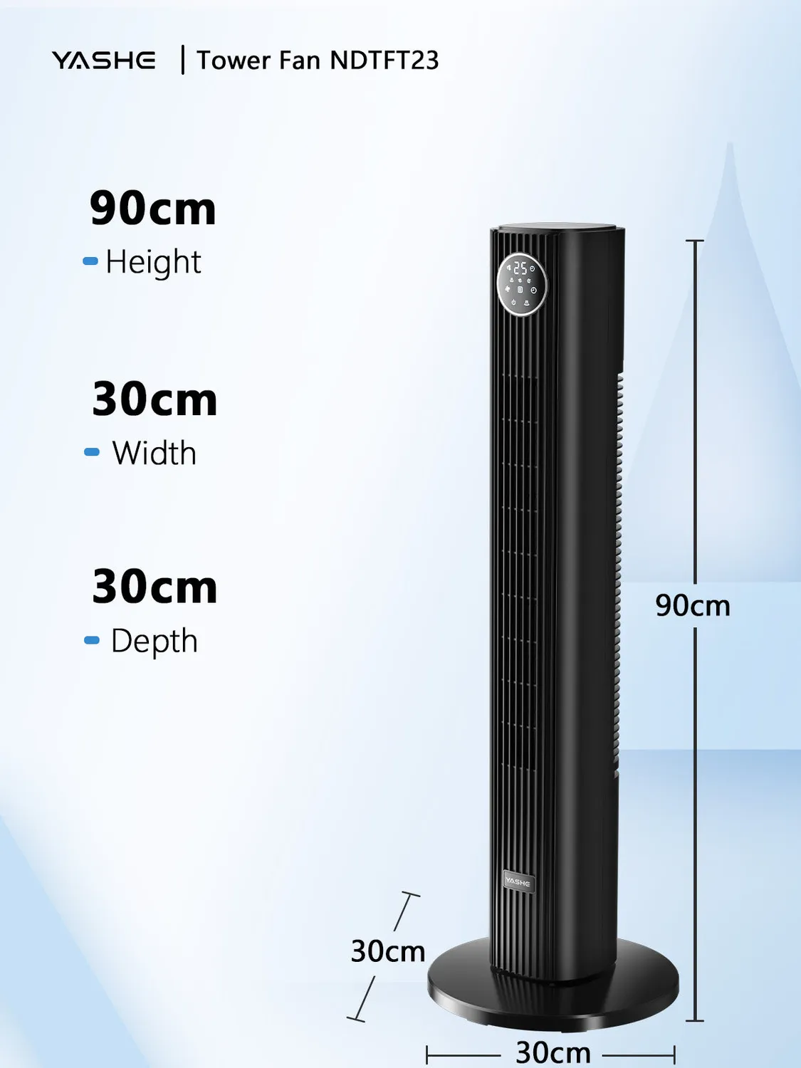 YASHE ventilateur tour oscillant 81cm noir télécommande