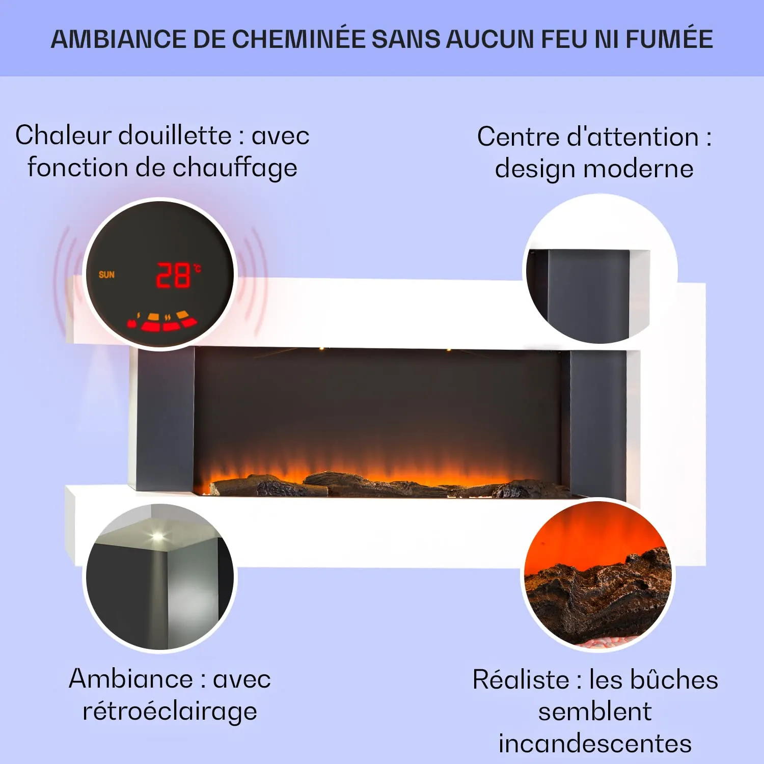 Klarstein Light & Fire 2 cheminée électrique 2000W effet flamme