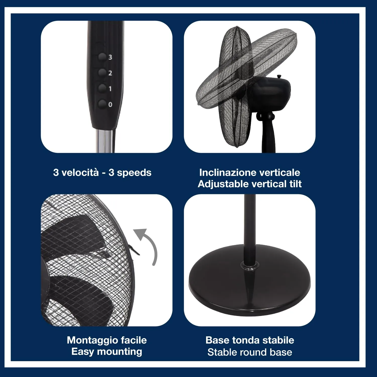 Beper P206VEN120 ventilateur sur pied noir 40 cm 7 pales