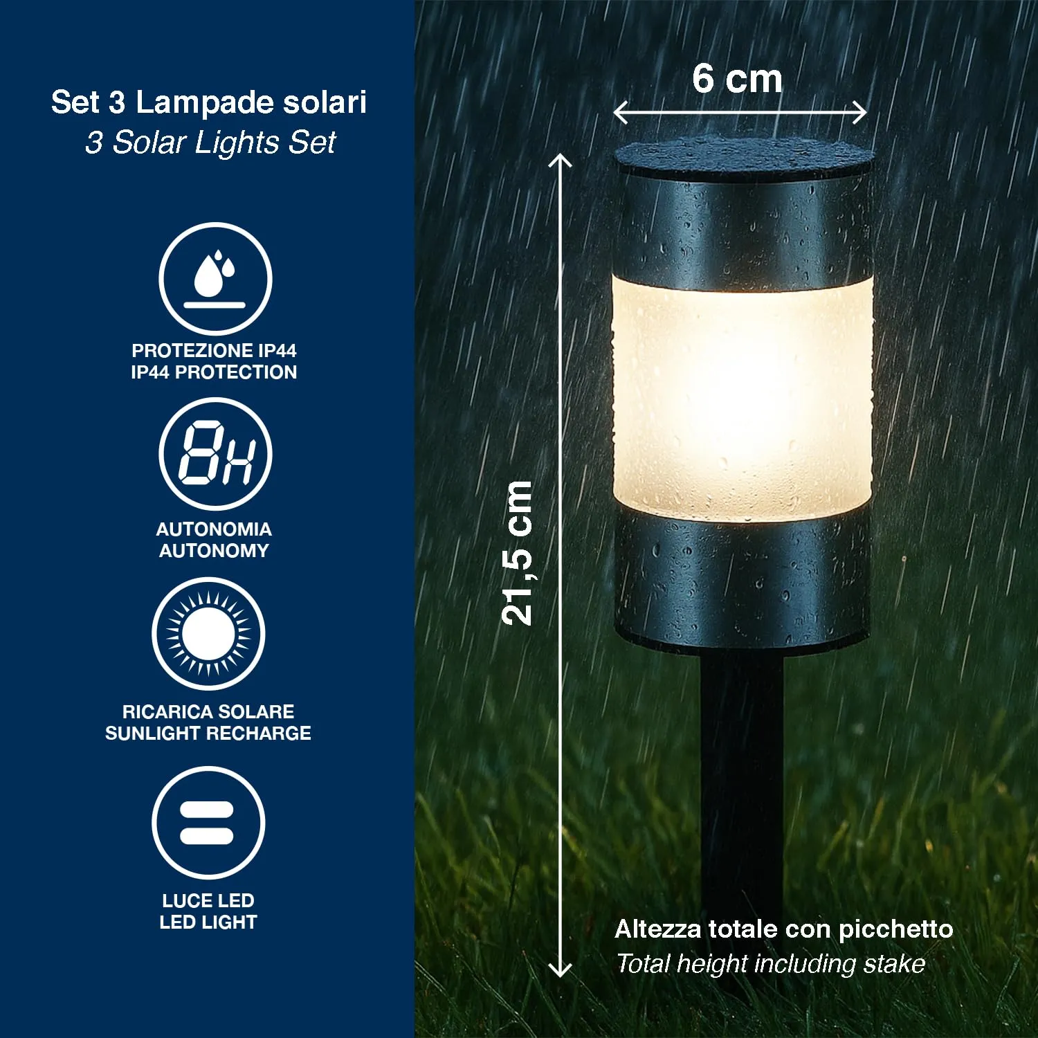 Beper lot 3 lampes solaires jardin piquet IP44
