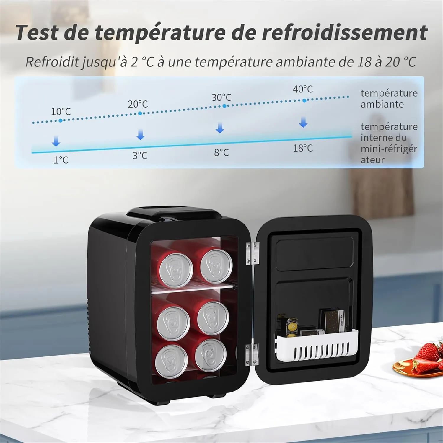 YASHE Mini Frigo 4L 6 Canettes Chaud Froid