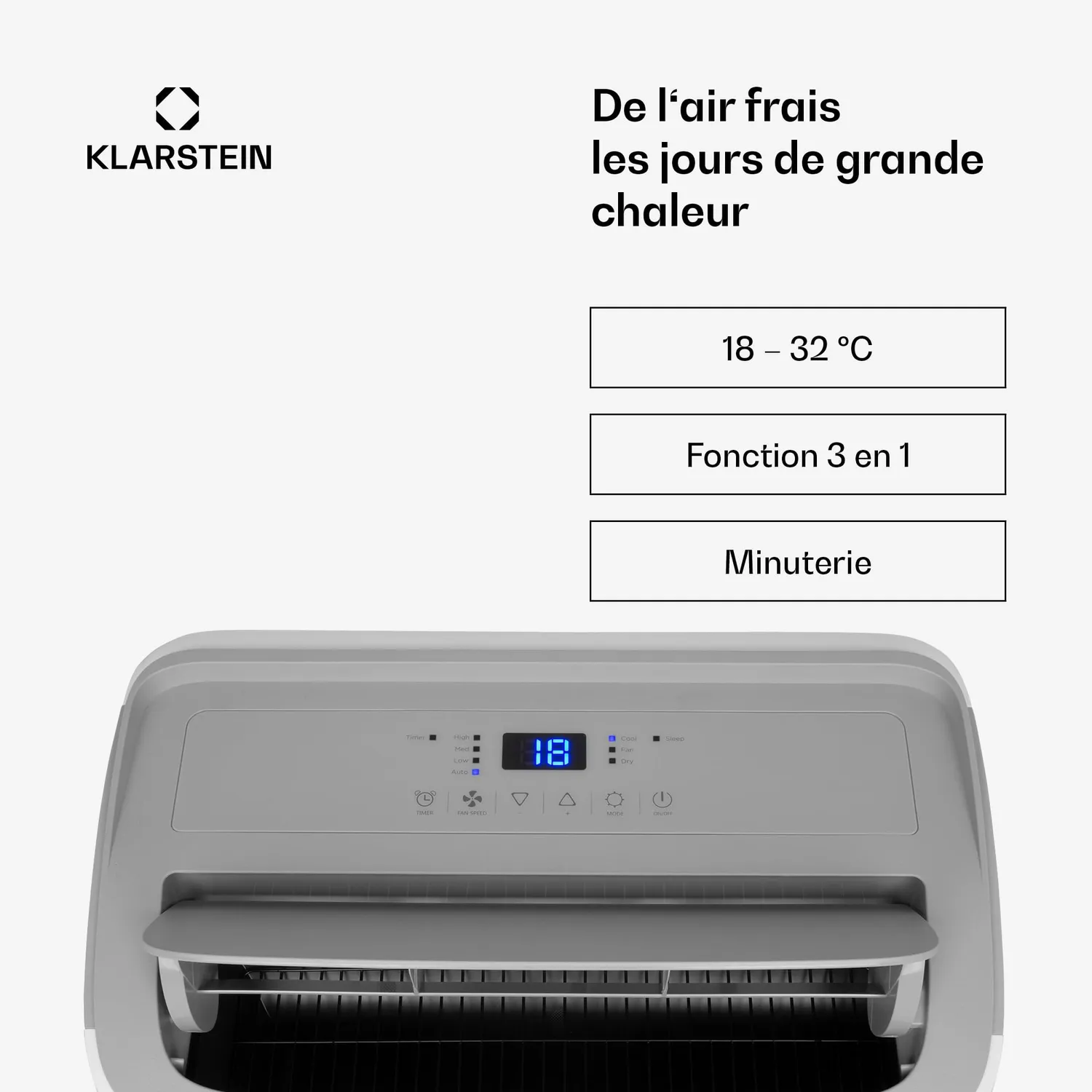 Klarstein mini climatiseur mobile 14000 BTU 4-en-1 blanc