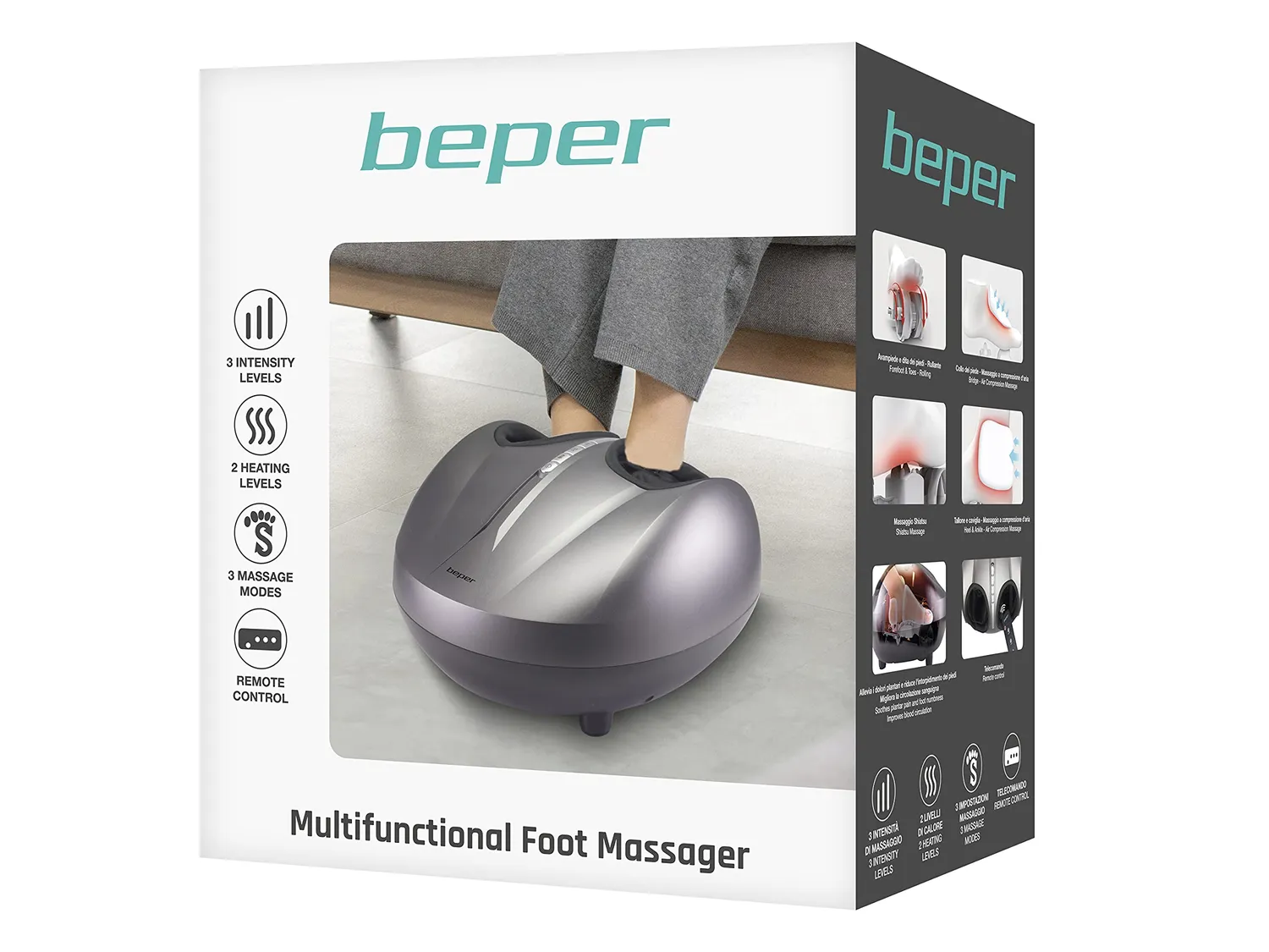Beper P302MAS050 masseur pieds shiatsu chaleur télécommande