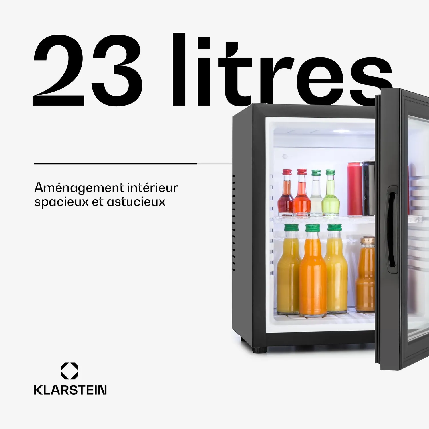 Klarstein Brooklyn Mini frigo 23L Noir Neo porte vitrée