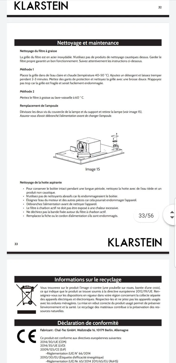 Klarstein Secret Service hotte murale 110 cm blanc 987 m3/h