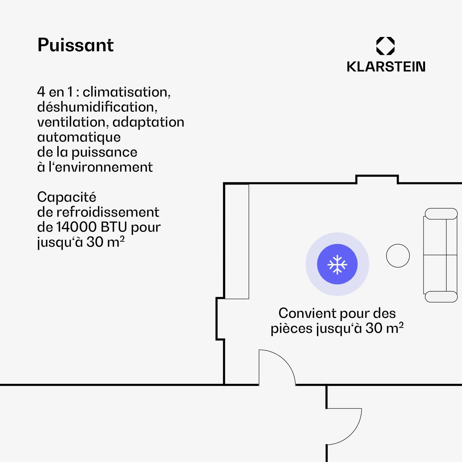 Klarstein AireLux climatiseur mobile 14000BTU gris foncé