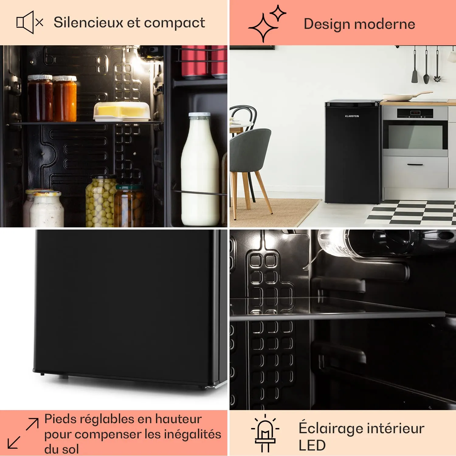 Klarstein mini frigo 90 L 0-10°C silencieux