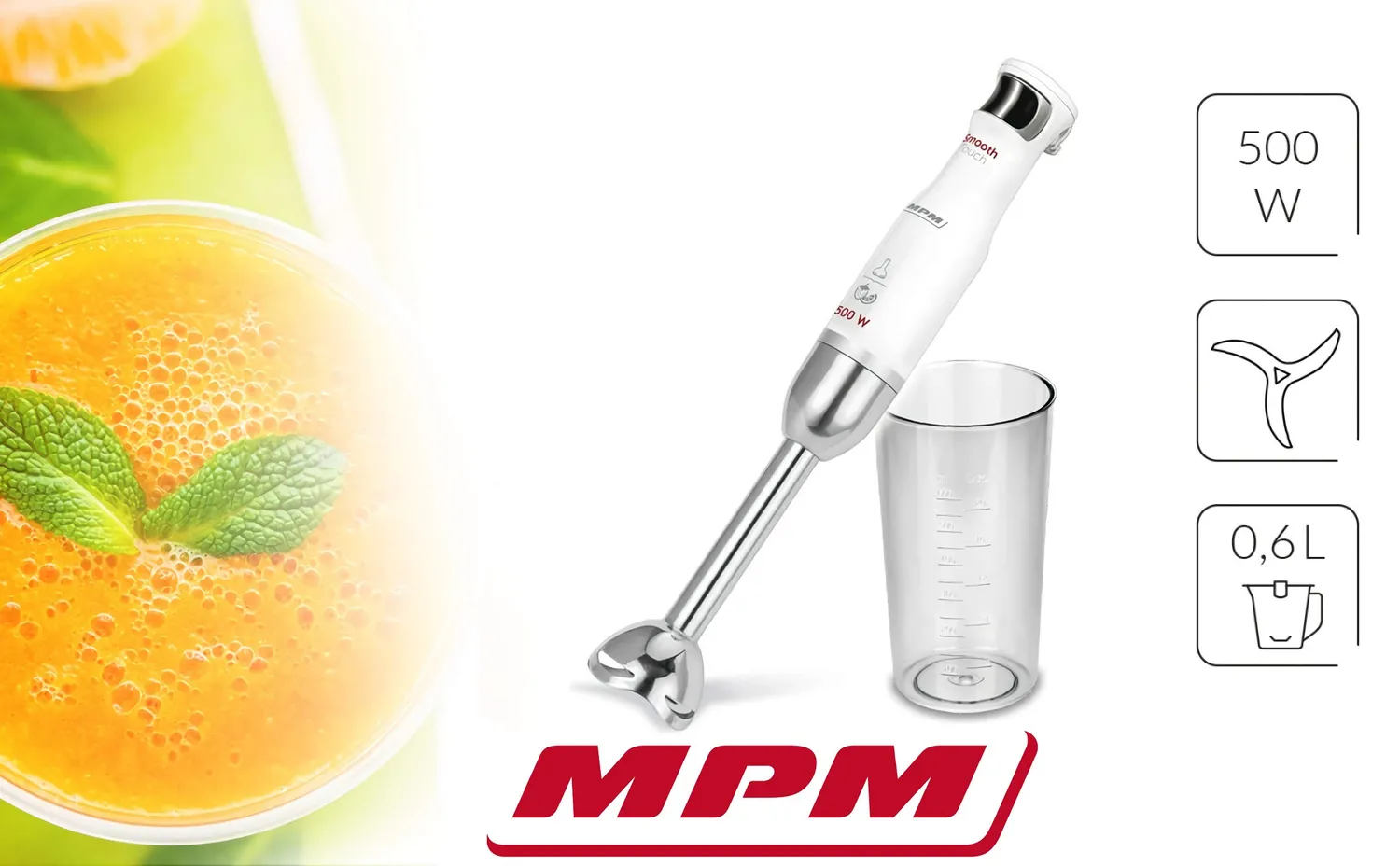 MPM MBL-27 mixeur plongeant 500 W blanc