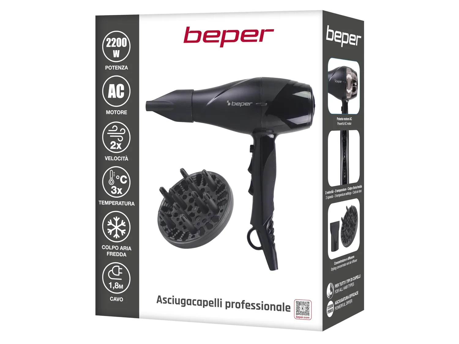 Beper P301ASC002 sèche-cheveux 2200W avec diffuseur