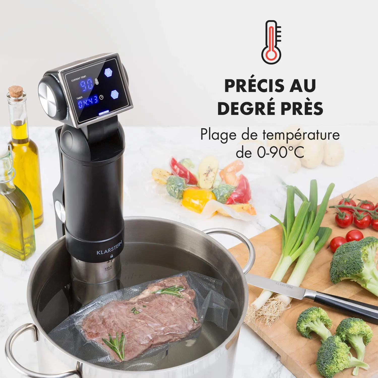 Klarstein Quickstick Pro cuiseur sous vide 800W noir
