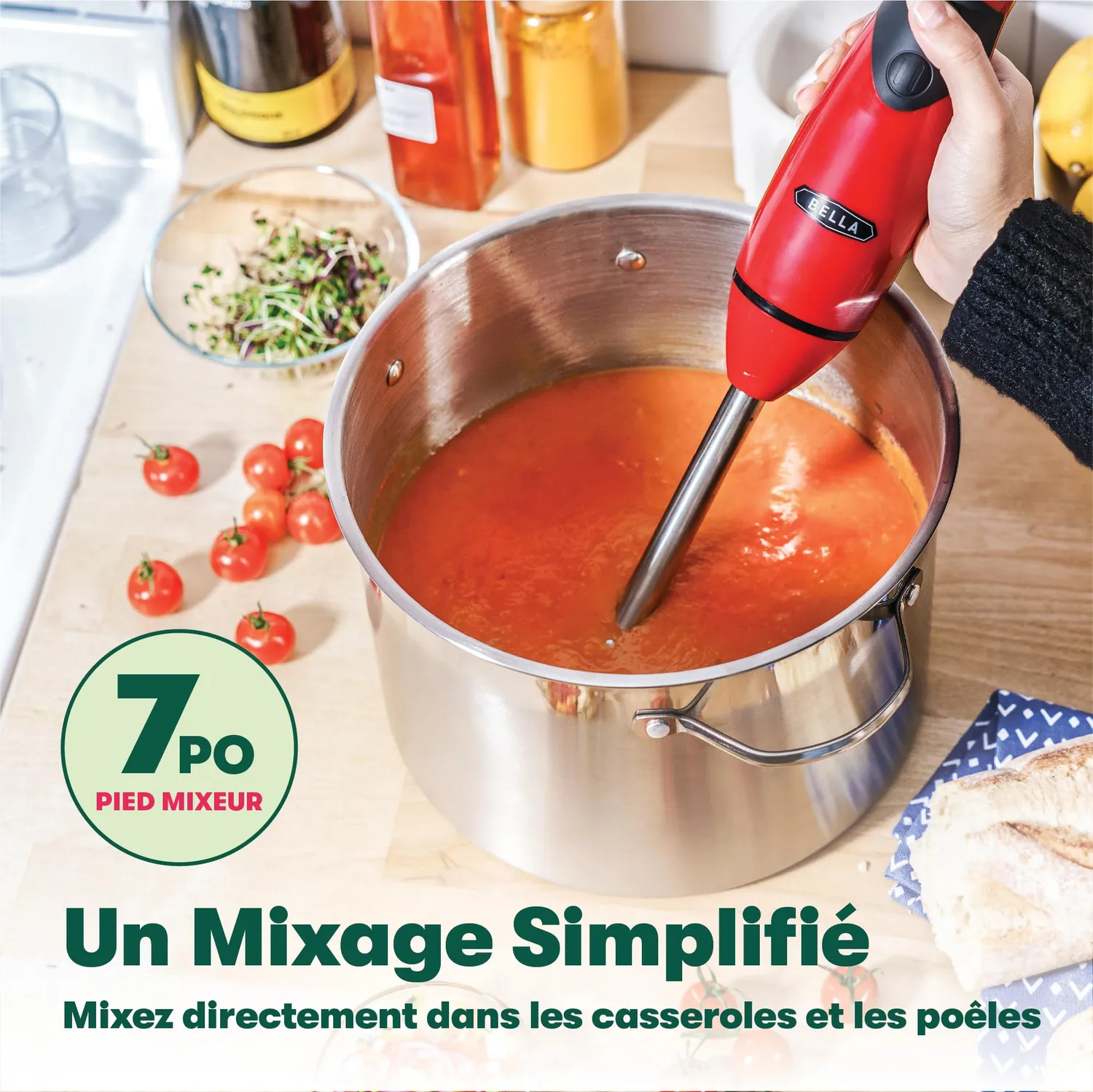 La Bella mixeur plongeant avec fouet rouge 250 W
