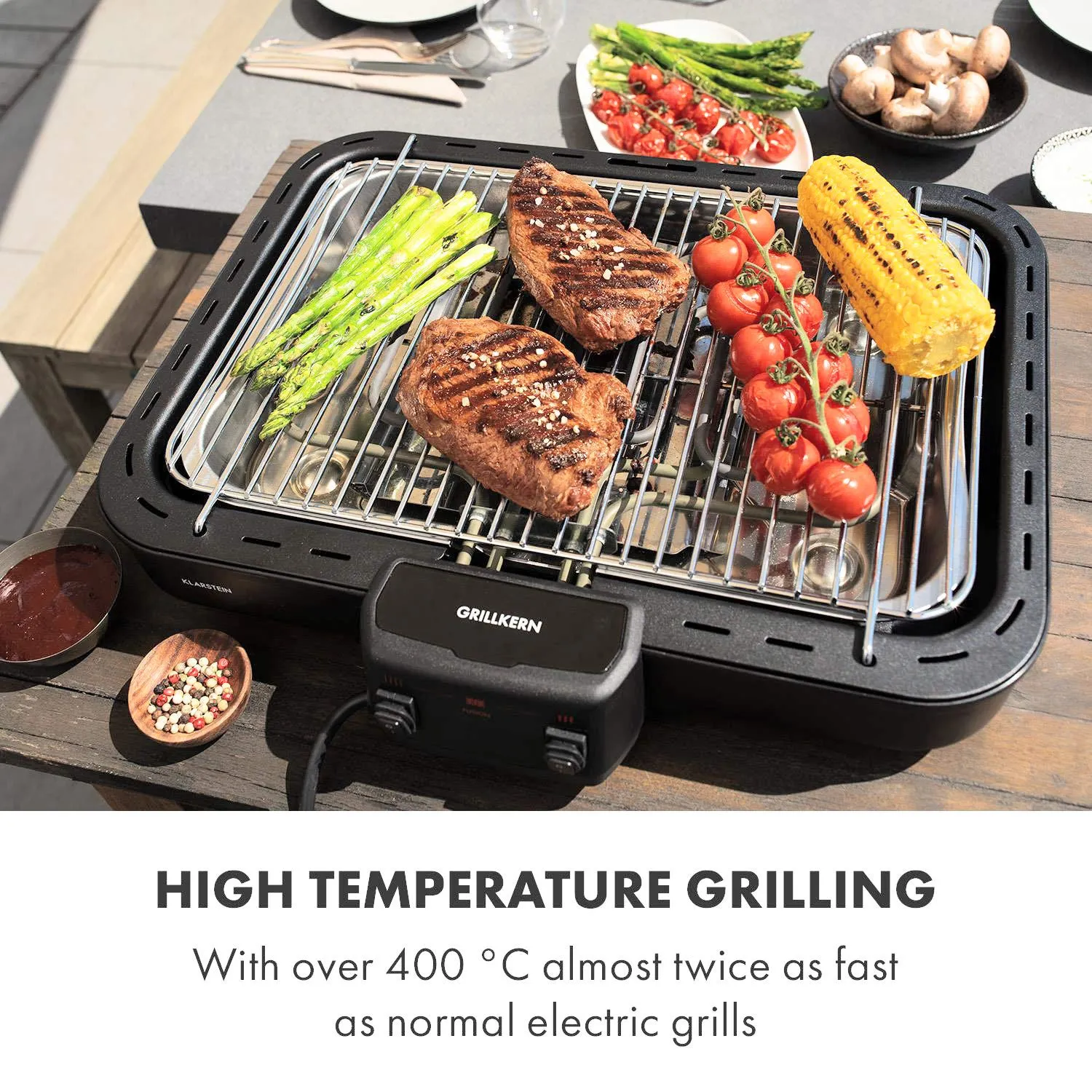 Klarstein Grillkern gril électrique de table anthracite 400°C