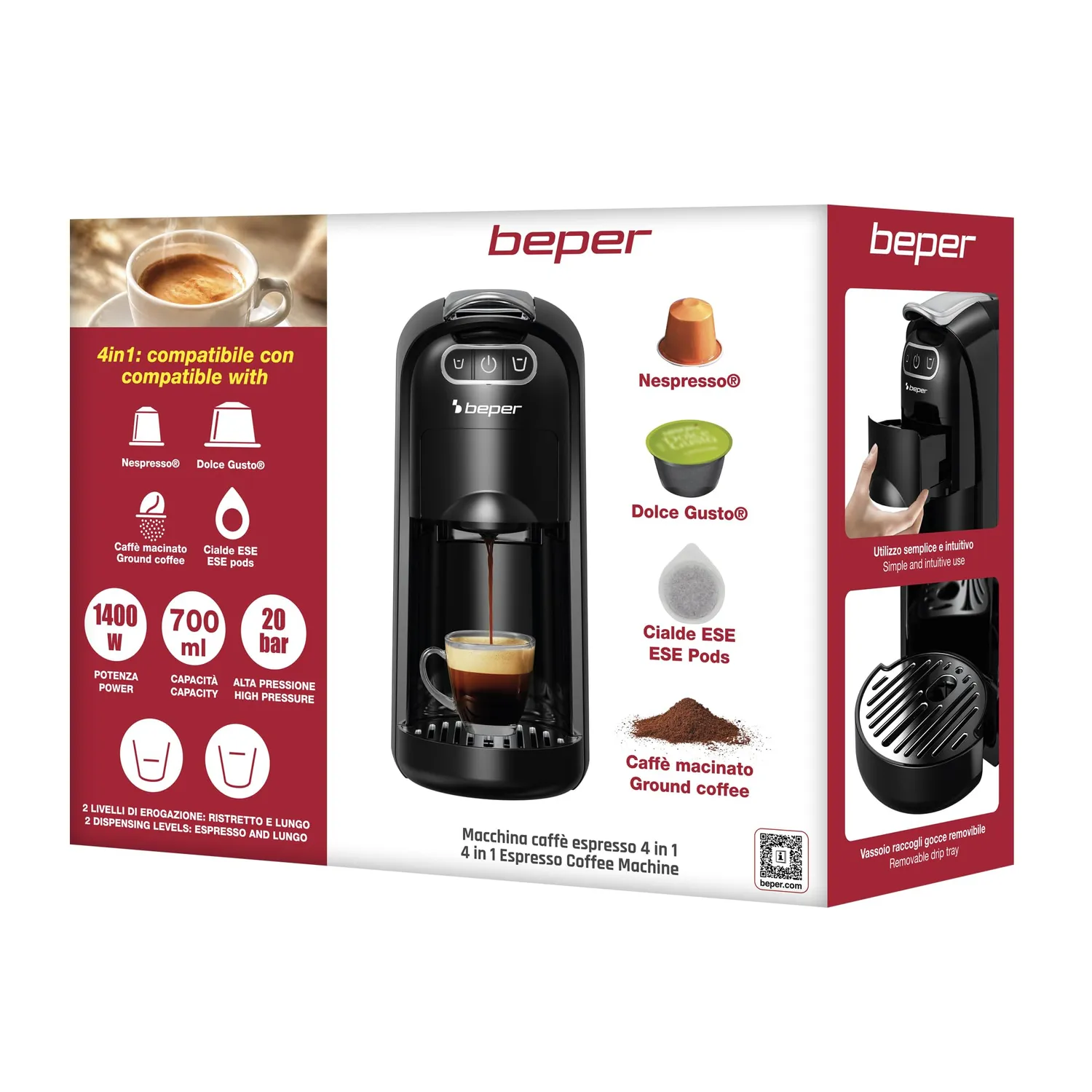Beper Amata P101CAF200 Expresso 4en1 20Bars