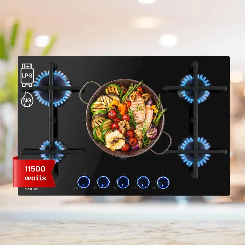 Klarstein Plaque Gaz 5 Feux Inox 75 cm 11,5 kW