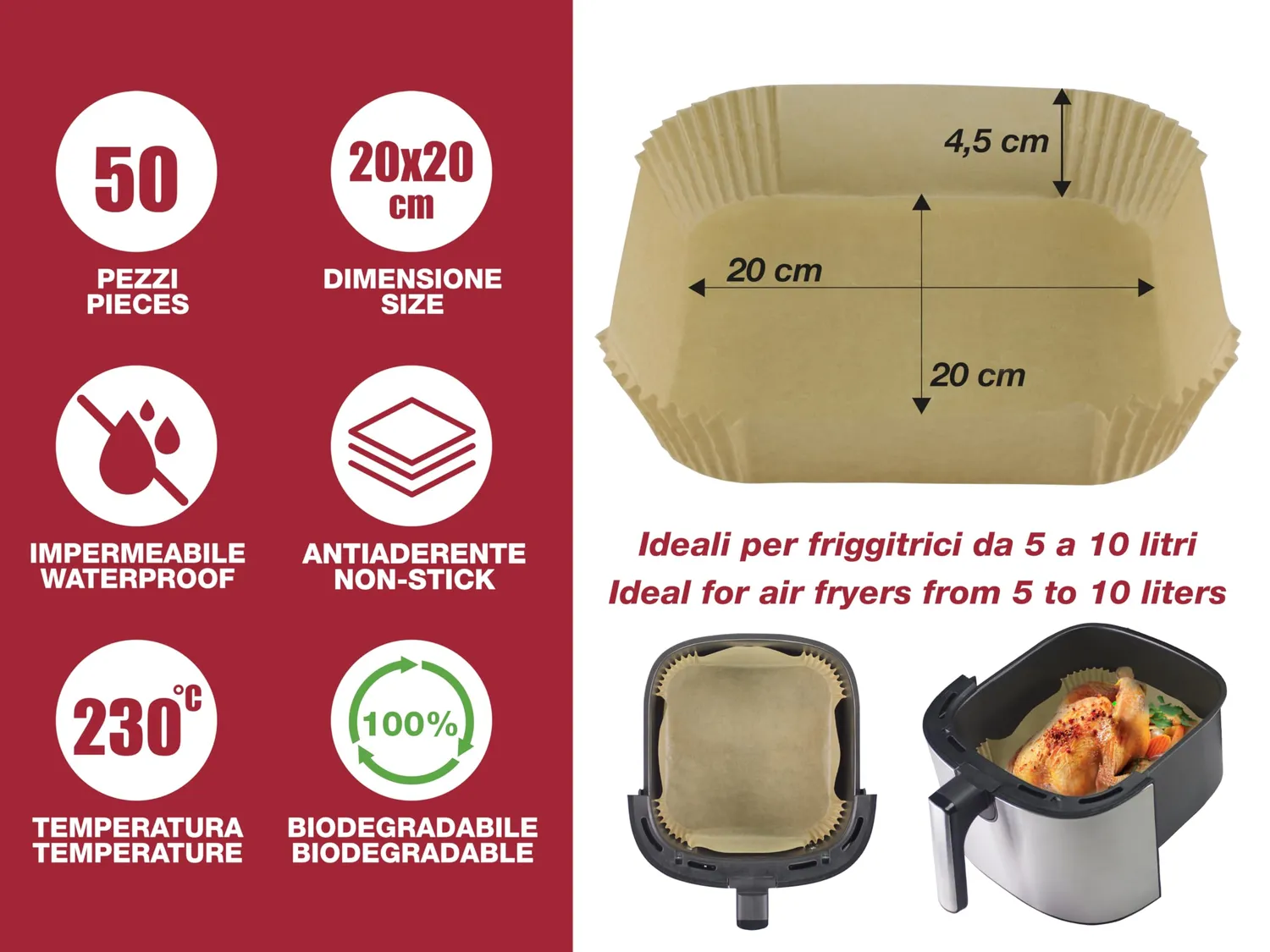 Beper C103ACC004 lot 50 barquettes papier air fryer