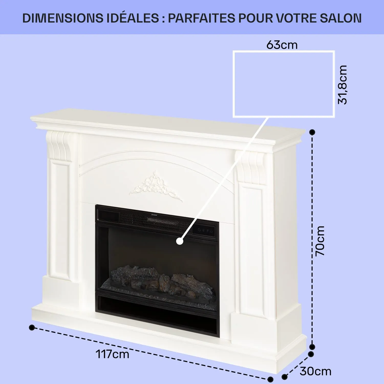 Klarstein cheminée électrique 1900W effet flamme LED