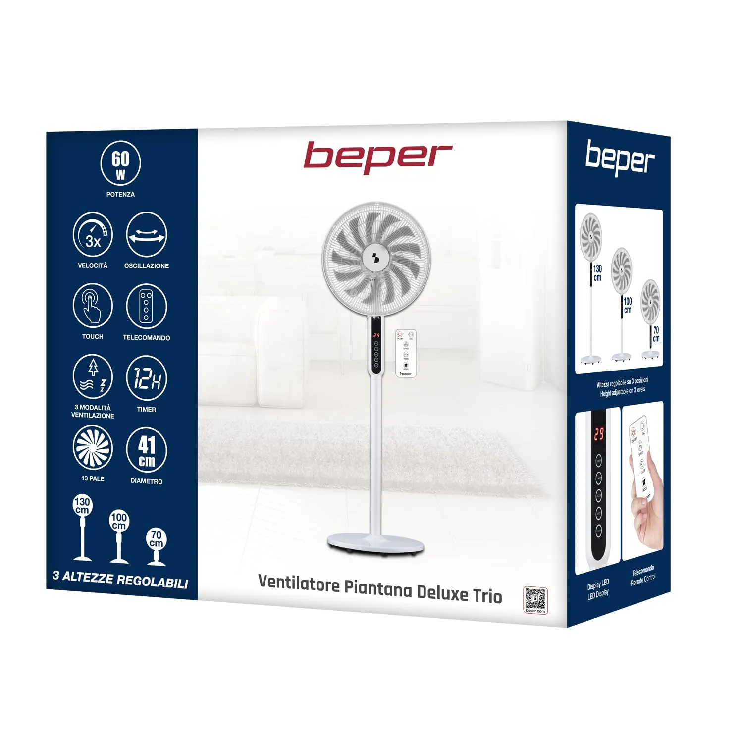 Beper P206VEN154 ventilateur sur pied 41 cm télécommande