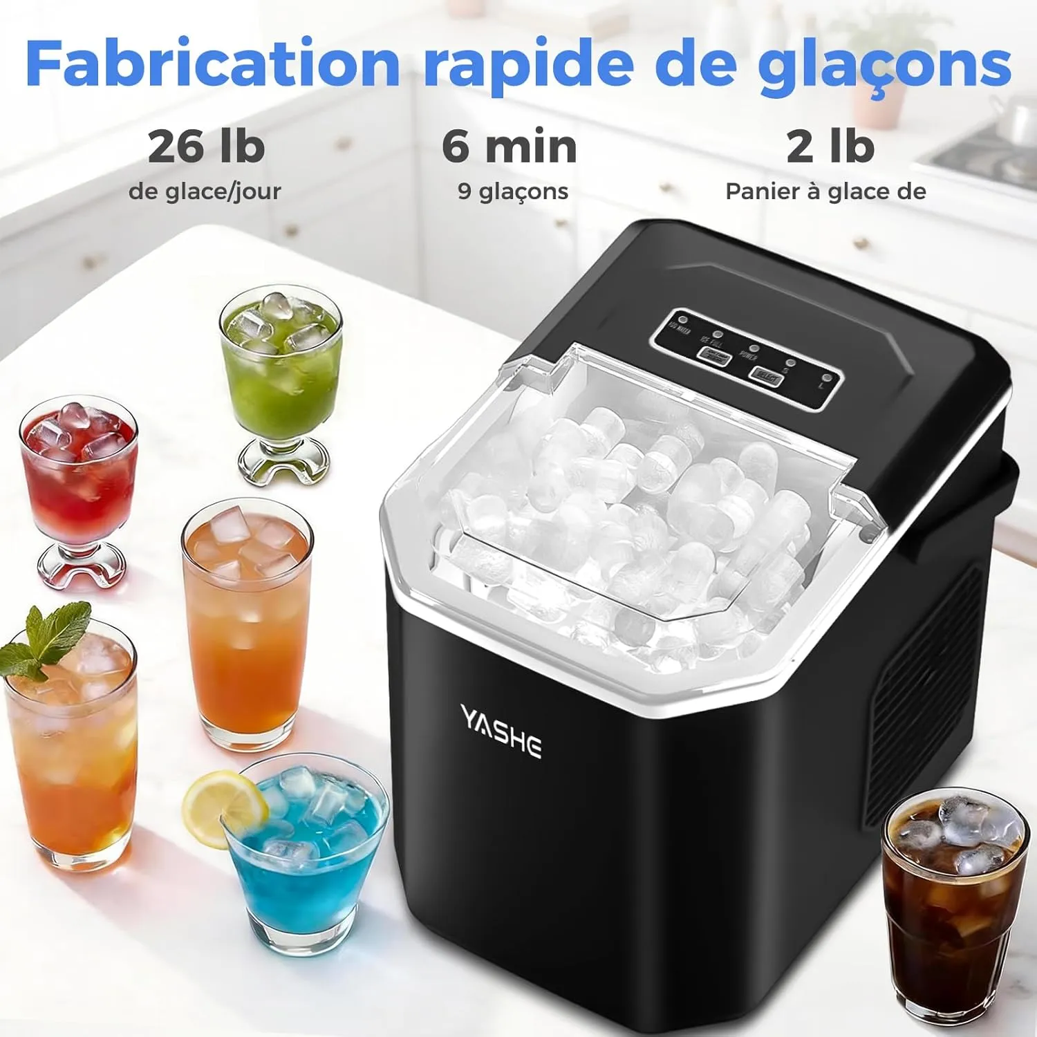 YASHE Machine à Glaçons Sphères 2 Tailles Portable