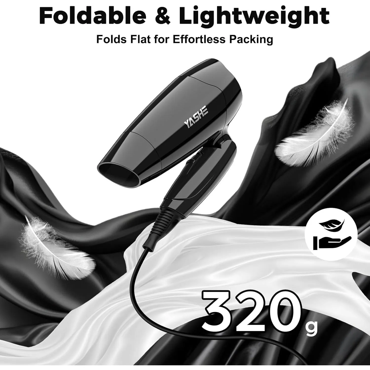 YASHE Mini Sèche-Cheveux Pliable 1200W 2 Modes
