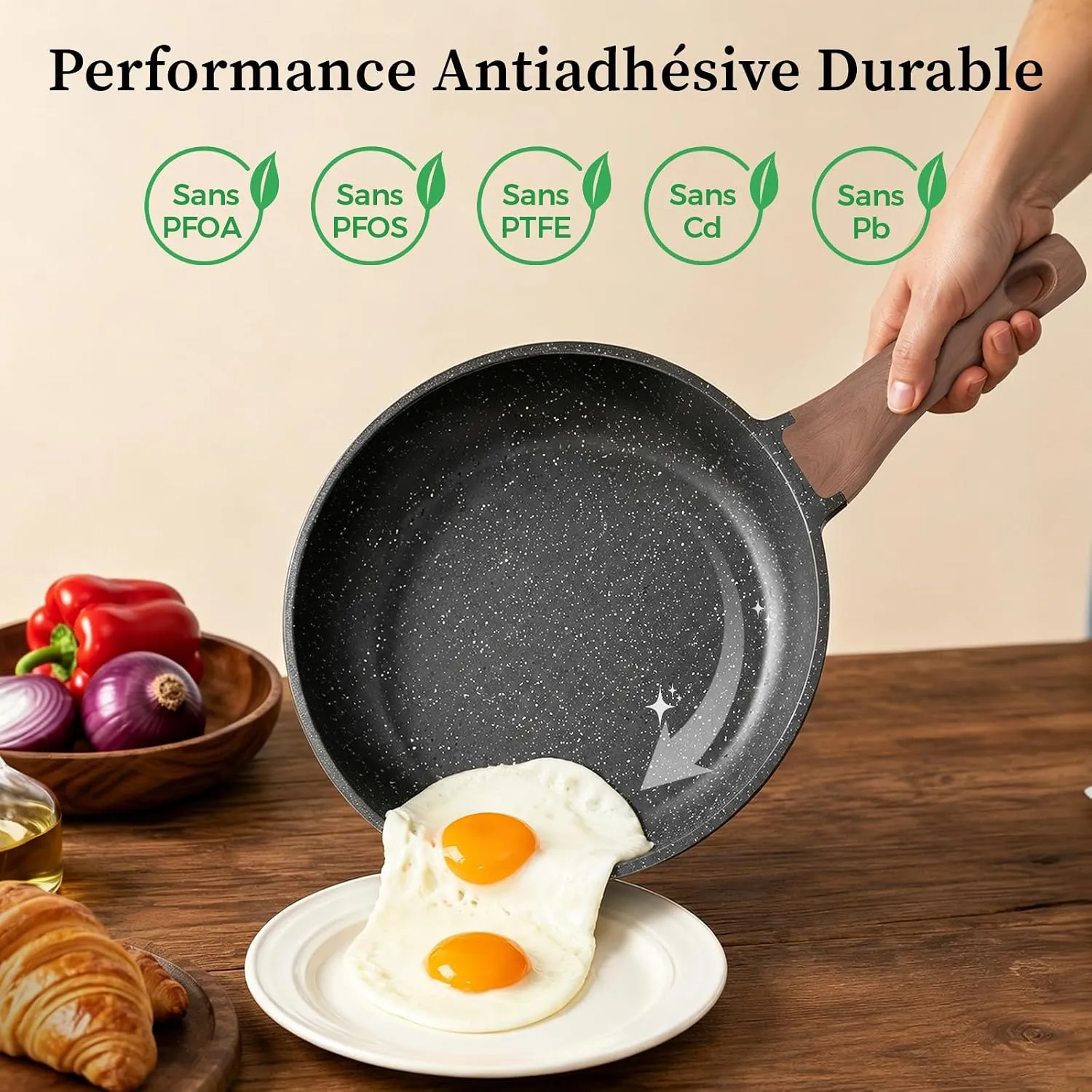YASHE batterie cuisine 3 poêles 20/24/28 cm induction
