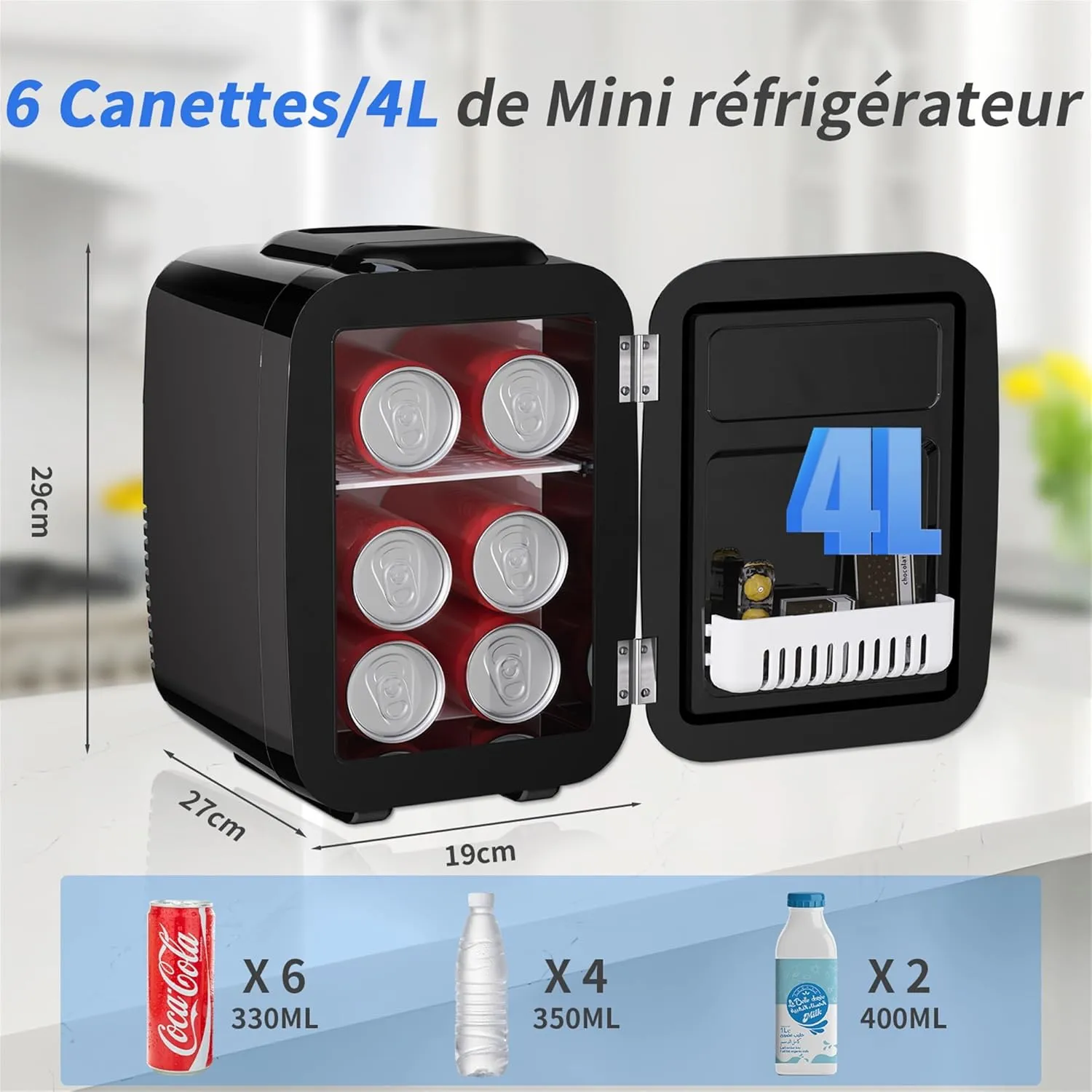 YASHE Mini Frigo 4L 6 Canettes Chaud Froid