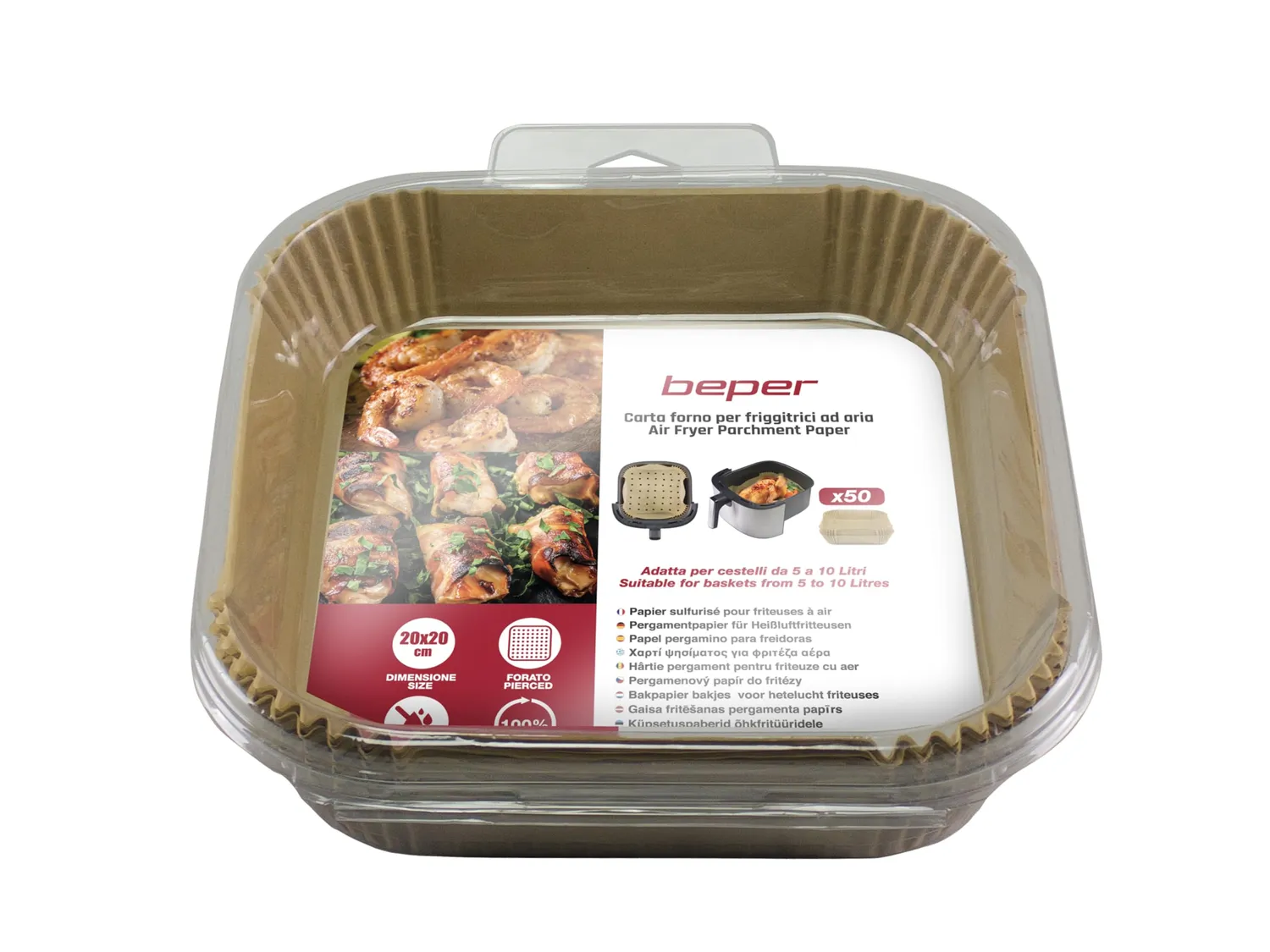 Beper C103ACC003 papier cuisson friteuse carré 20x20 50 pcs
