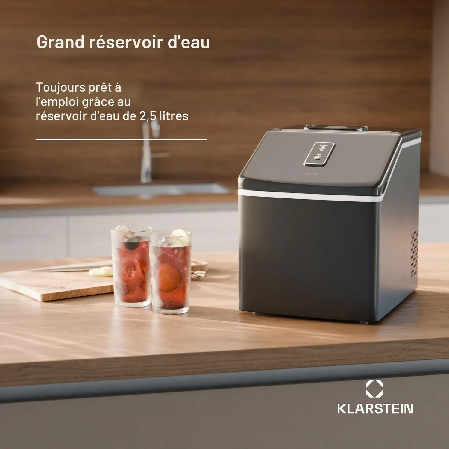 Klarstein Clearcube machine à glaçons inox 13 kg glaçons transparents