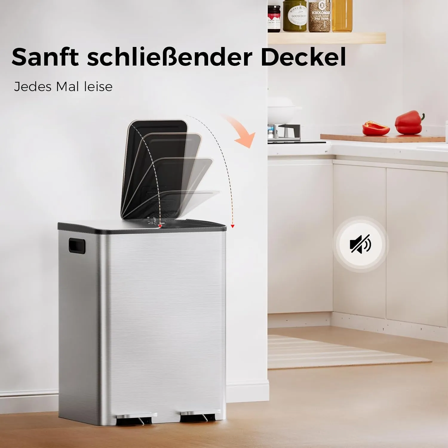 YASHE Poubelle Double 2x20L poubelle cuisine inox tri sélectif