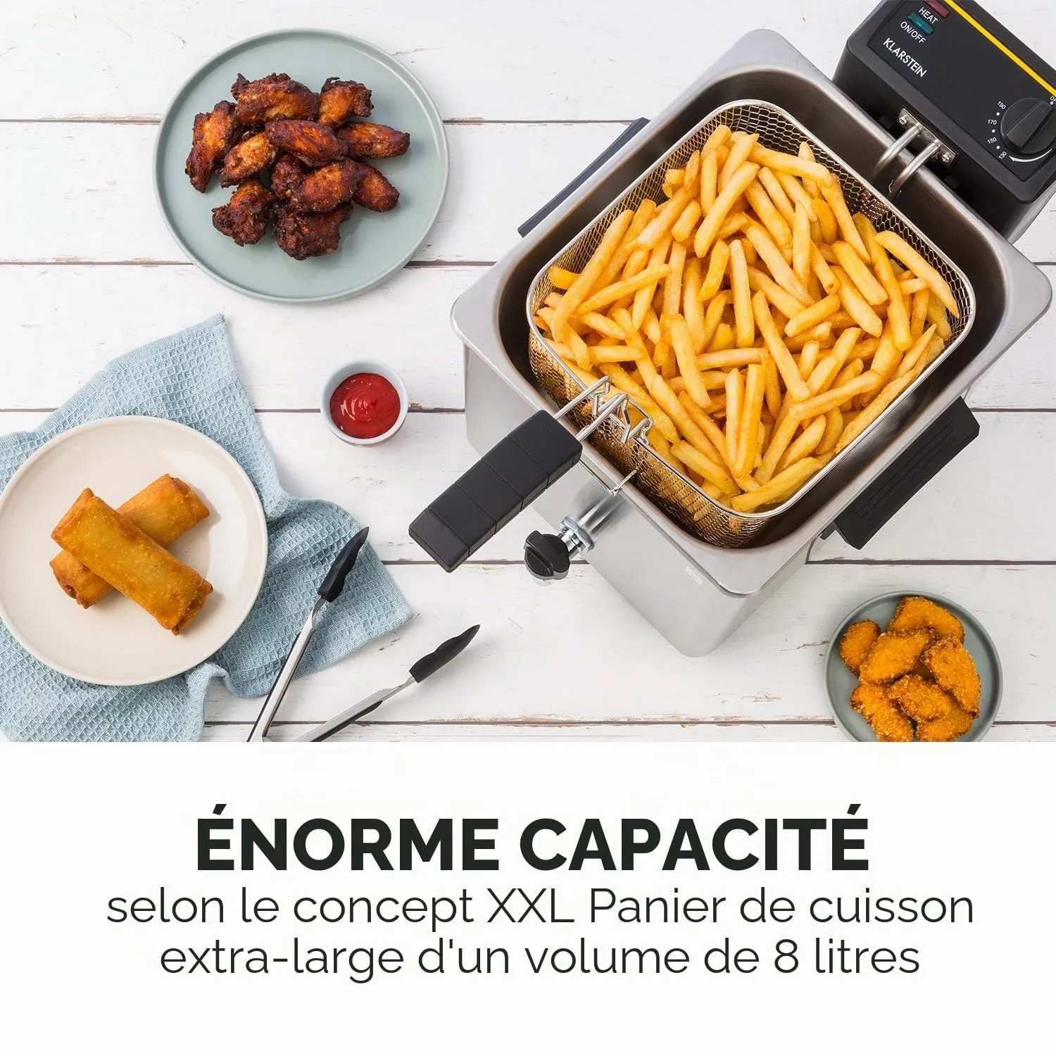 Klarstein Family Fry friteuse 8L 3000W inox vidange huile