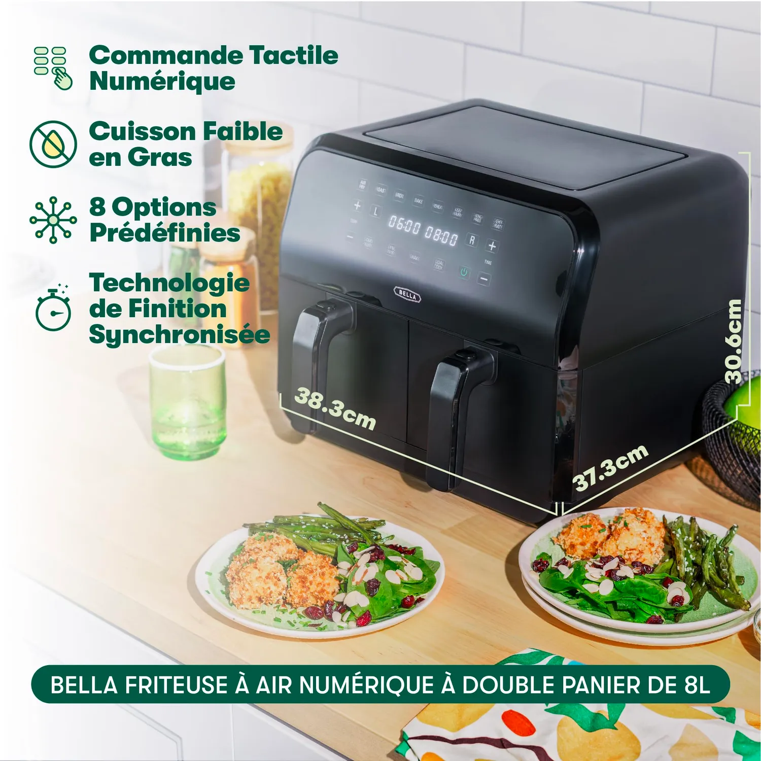 La Bella Double Panier friteuse air 8 QT noir 2850 W