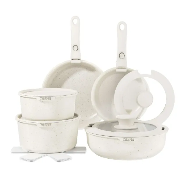 YASHE Batterie Cuisine 15 Pièces Induction Sans PFOA Gris