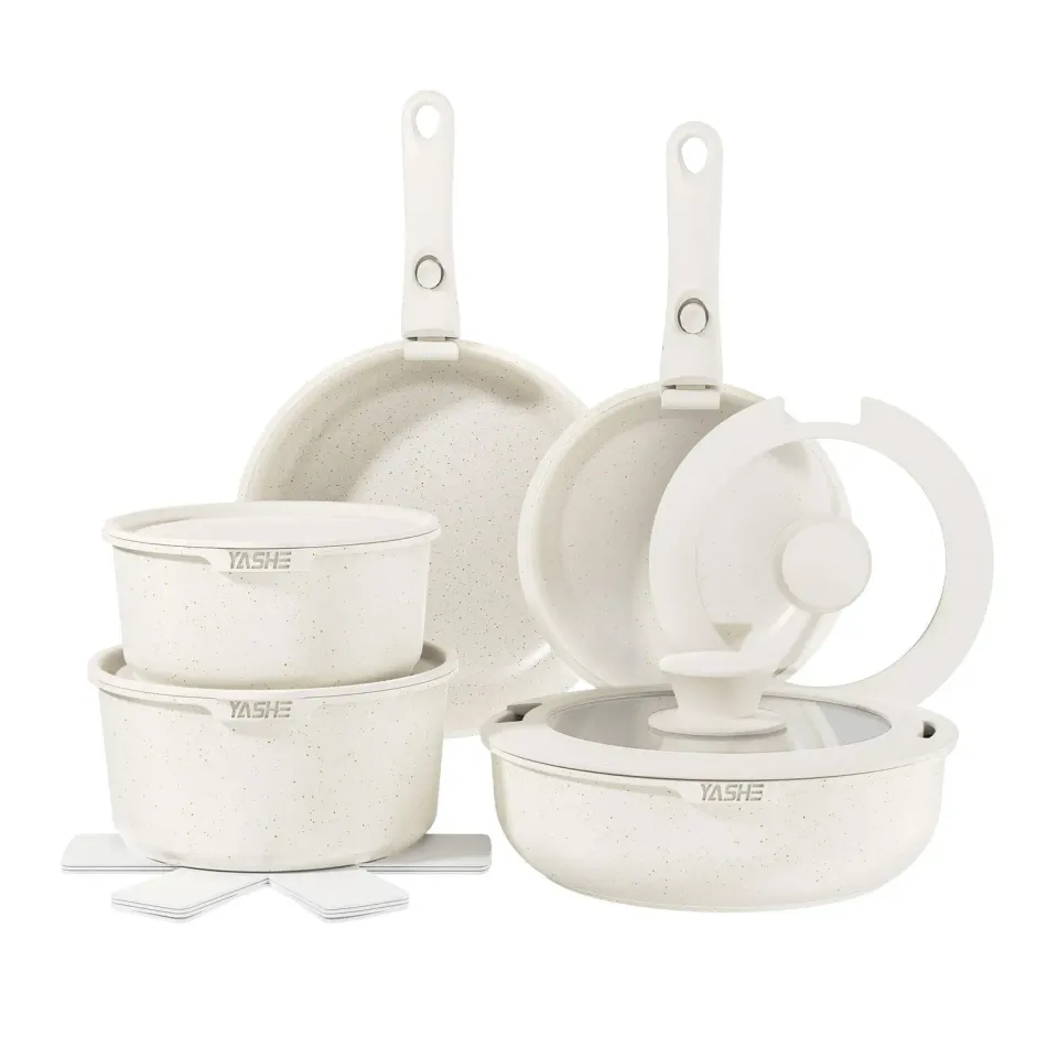 YASHE Batterie Cuisine 15 Pièces Induction Sans PFOA Gris