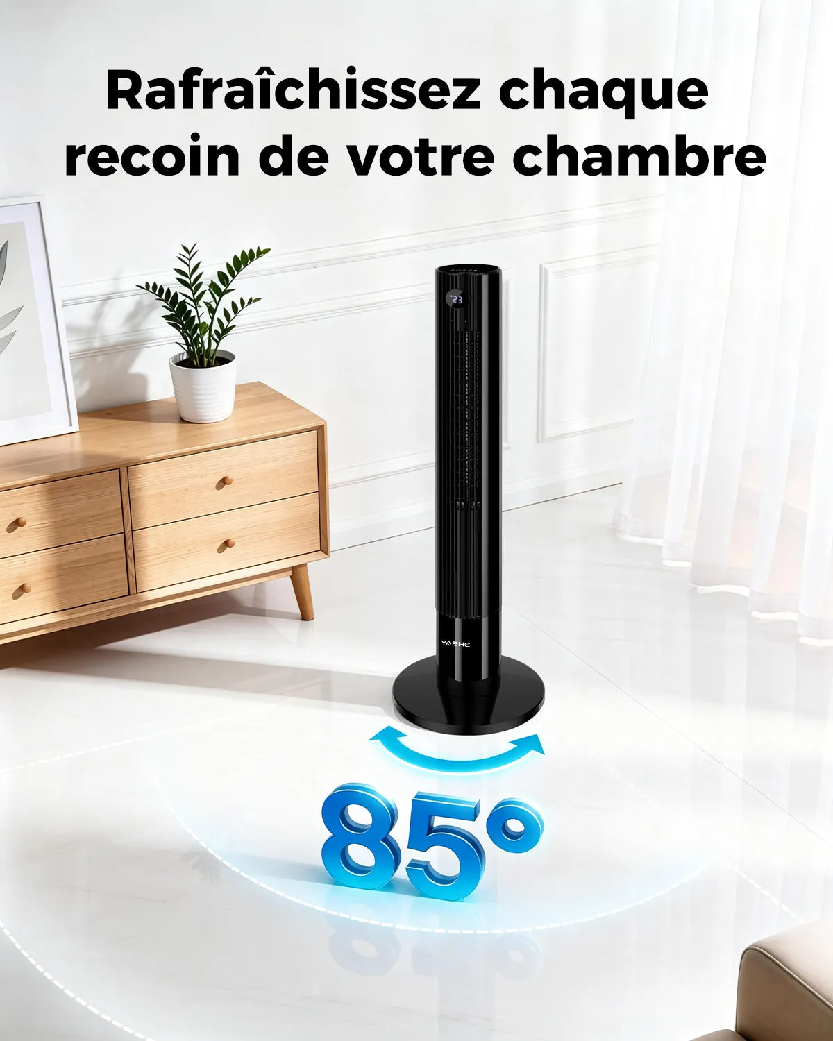 YASHE Ventilateur Tour Numérique ventilateur colonne 3 vitesses