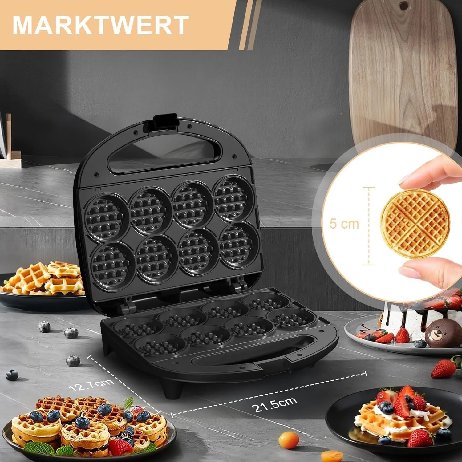 YASHE Multi Mini Gaufre 8x5cm gaufrier 8 empreintes