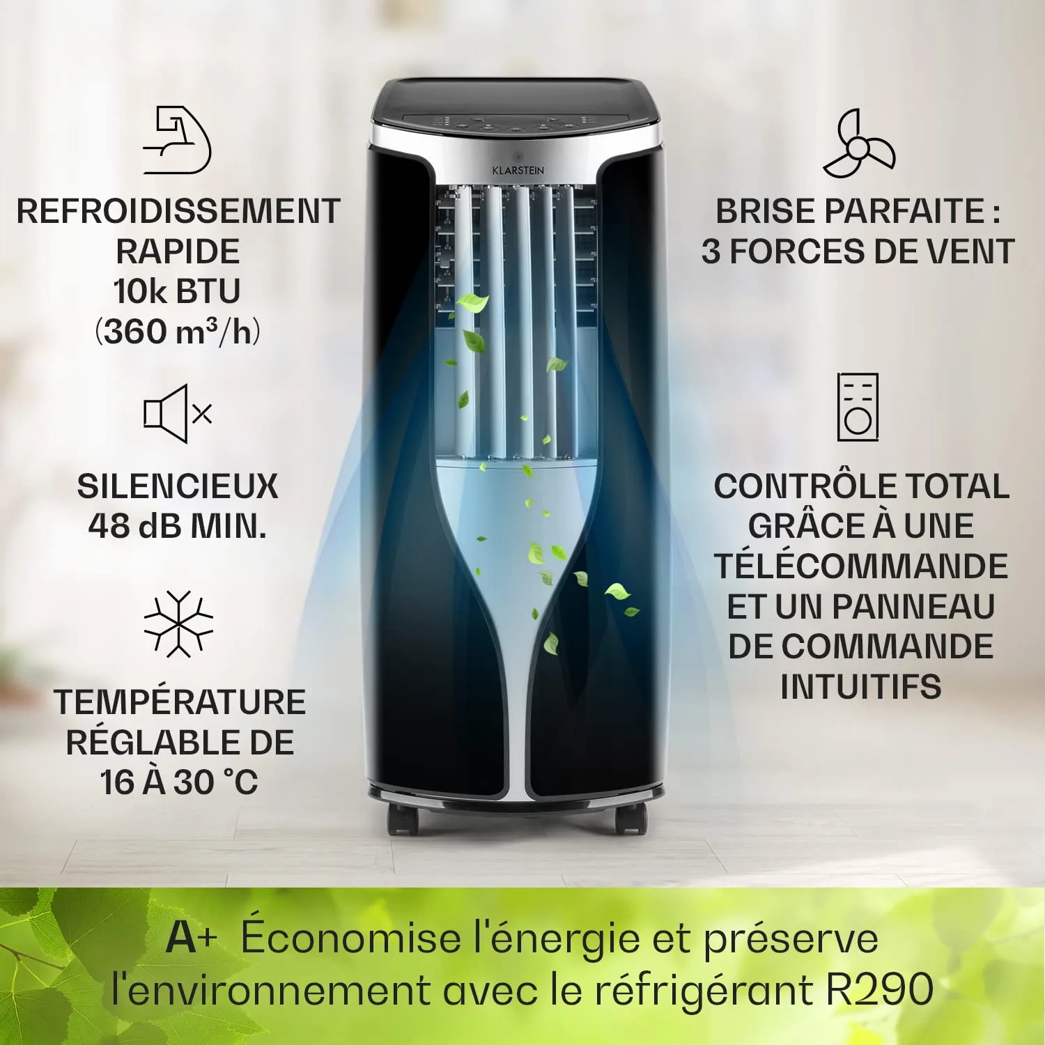 Klarstein climatiseur mobile 10000 BTU portable 3 en 1 silencieux
