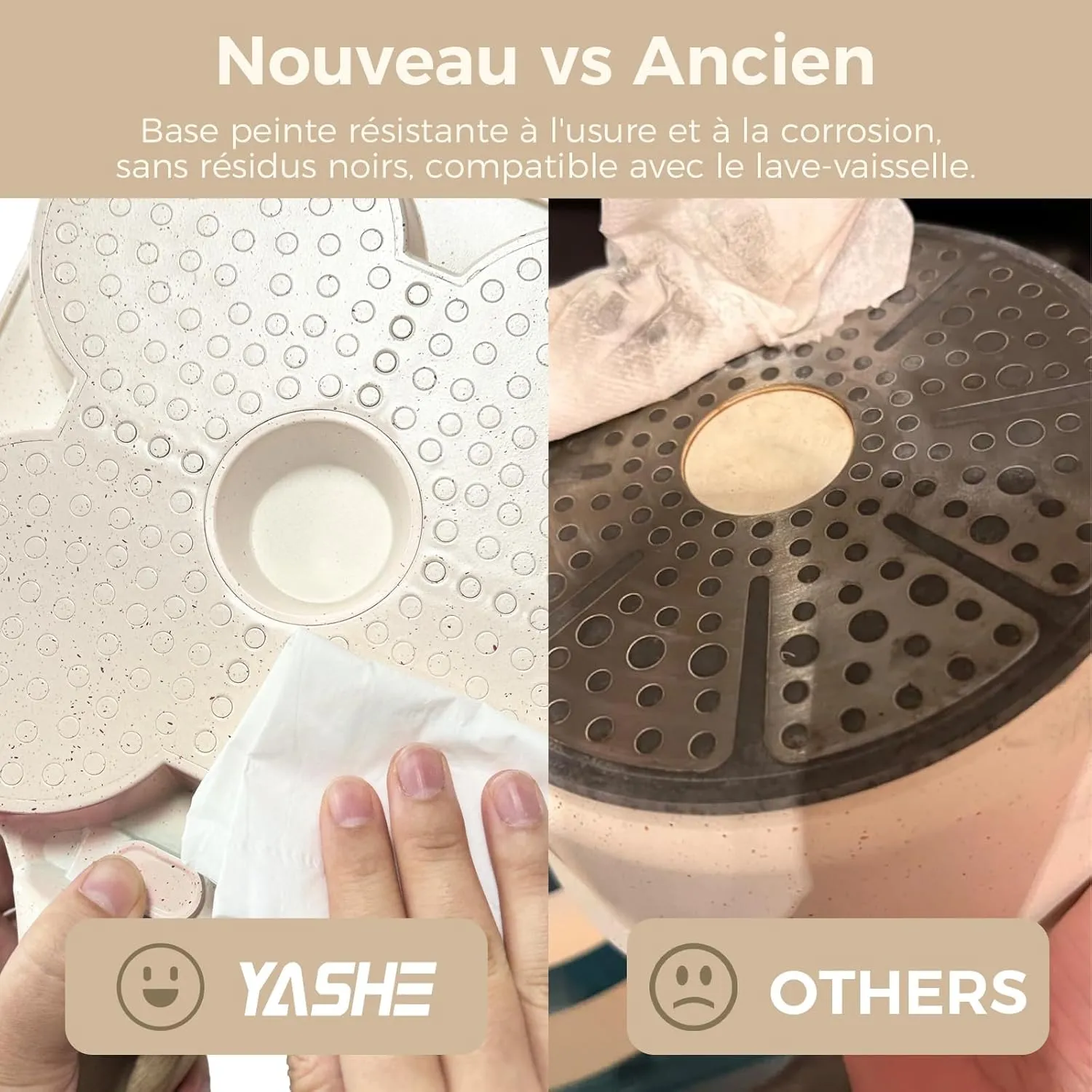 YASHE Poêle 4 Trous Antiadhésive Induction Œufs