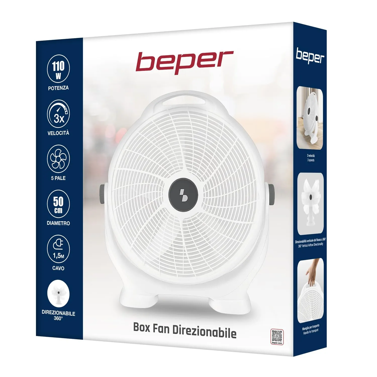 Beper P206VEN561 ventilateur sur pied 50 cm 5 pales 3 vitesses
