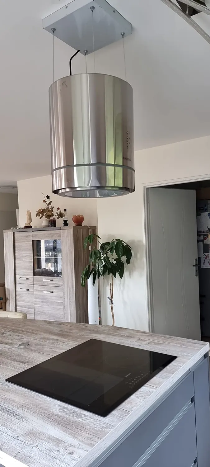Klarstein hotte îlot suspendue noir 595 m3/h avec filtres