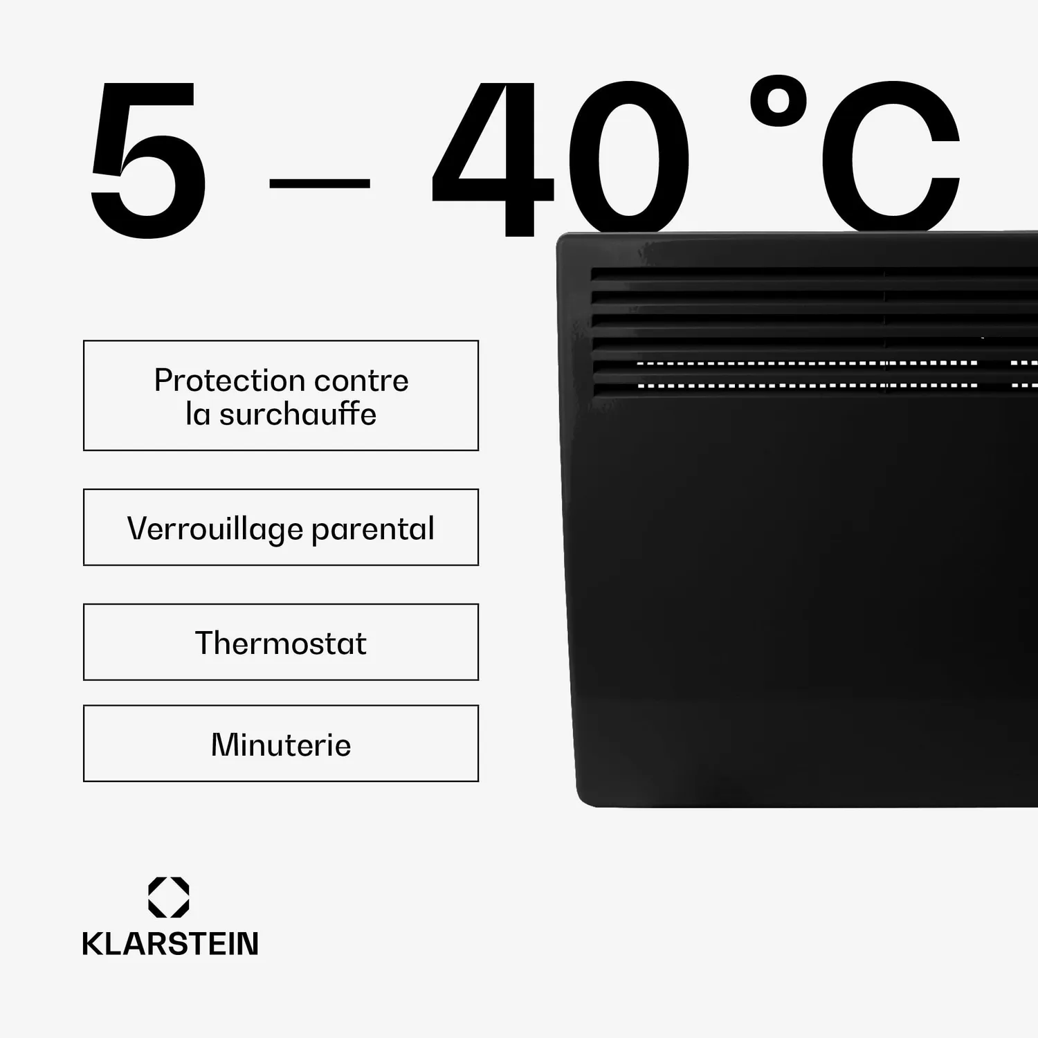 Klarstein Bornholm radiateur convecteur noir 2000W