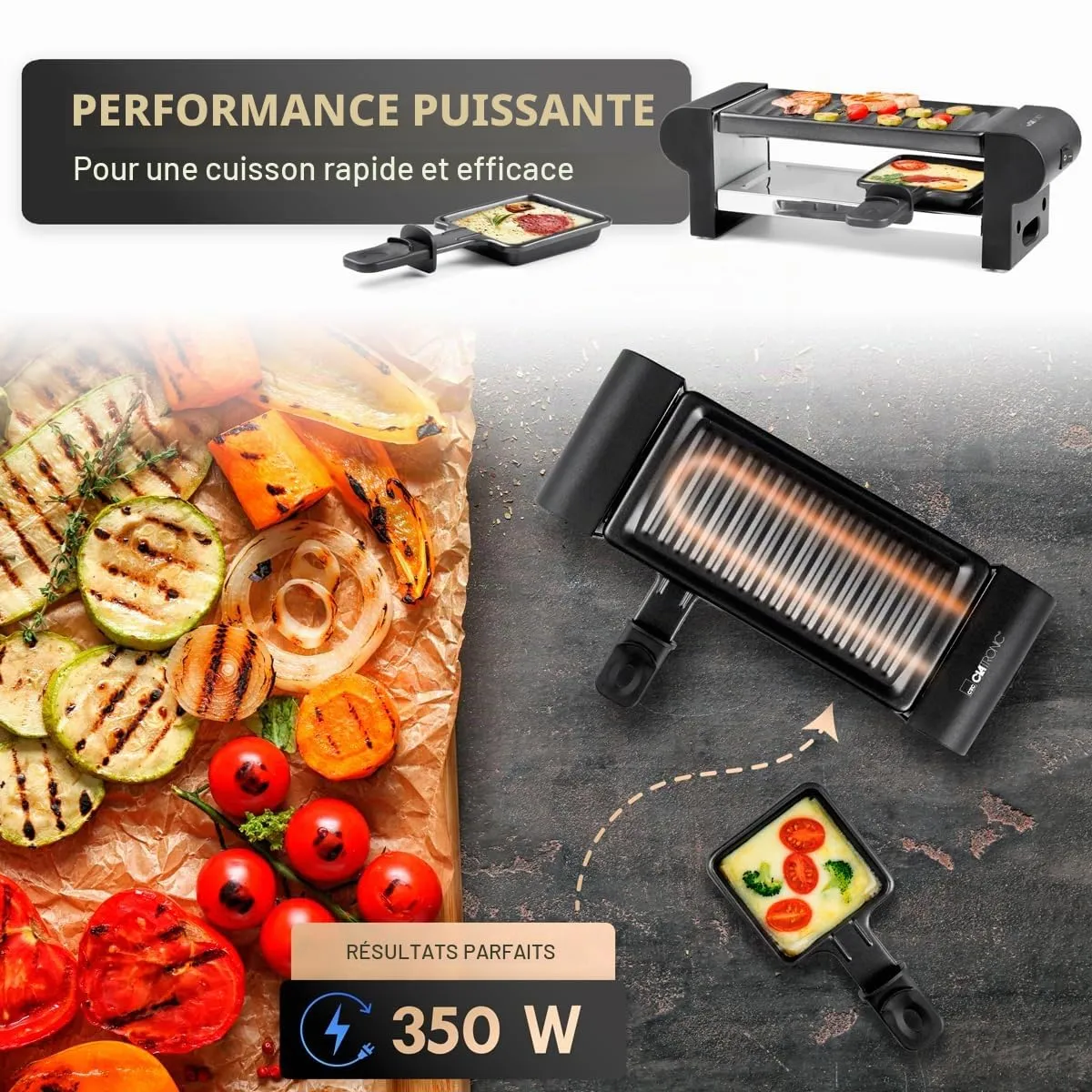 Clatronic RG 3592 appareil à raclette 2 personnes antiadhésif
