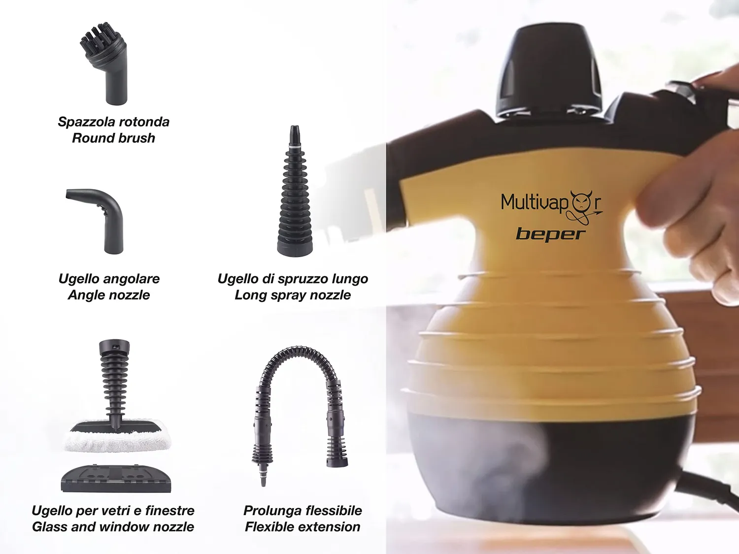 Beper 50.700 nettoyeur vapeur 350 ml 135° 9 accessoires