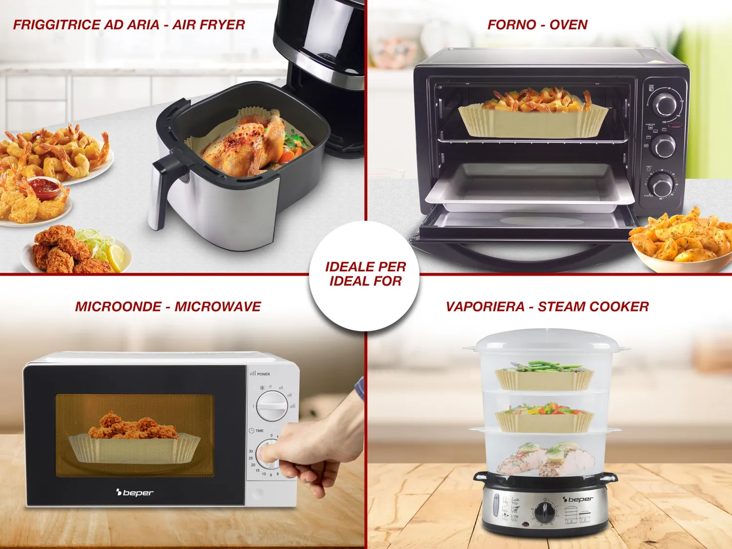 Beper C103ACC004 lot 50 barquettes papier air fryer