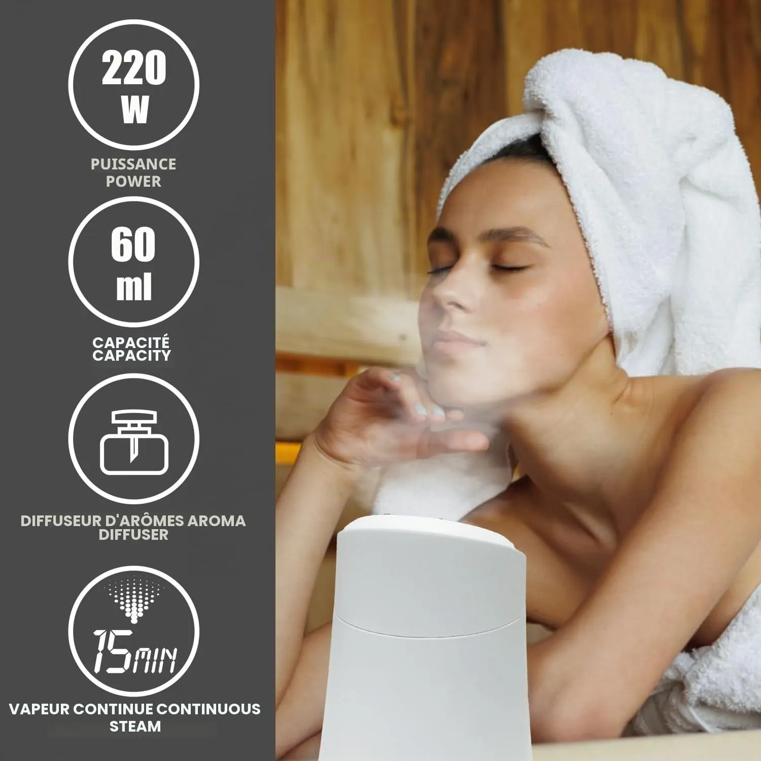 Beper Hidra P302VIS010 sauna facial 60 ml vapeur aromatique