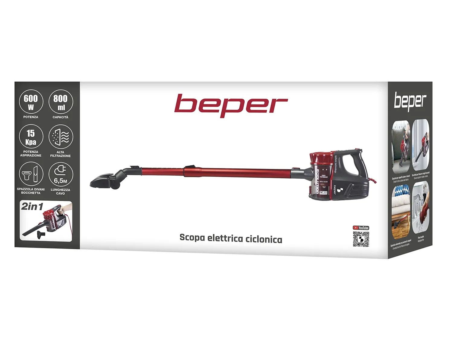 Beper P202ASP001 Aspirateur Balai 2 en 1 600W