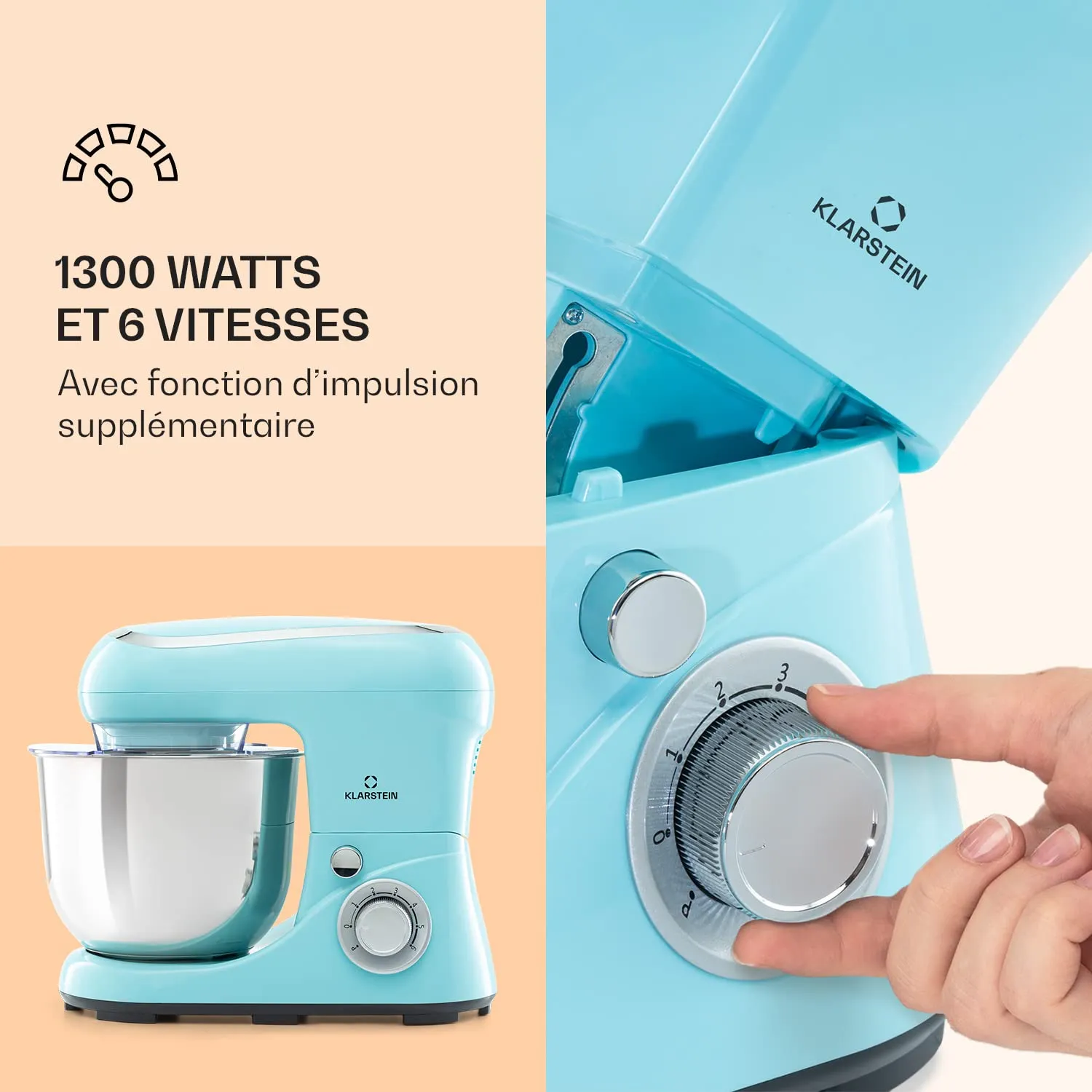 Klarstein robot pâtissier 5L 1300W 6 vitesses