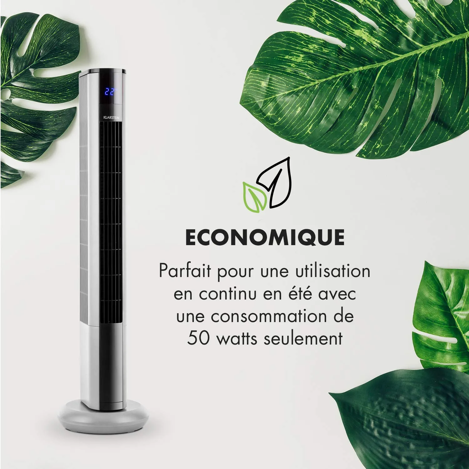 Klarstein Skyscraper 3G ventilateur tour argent 3 vitesses