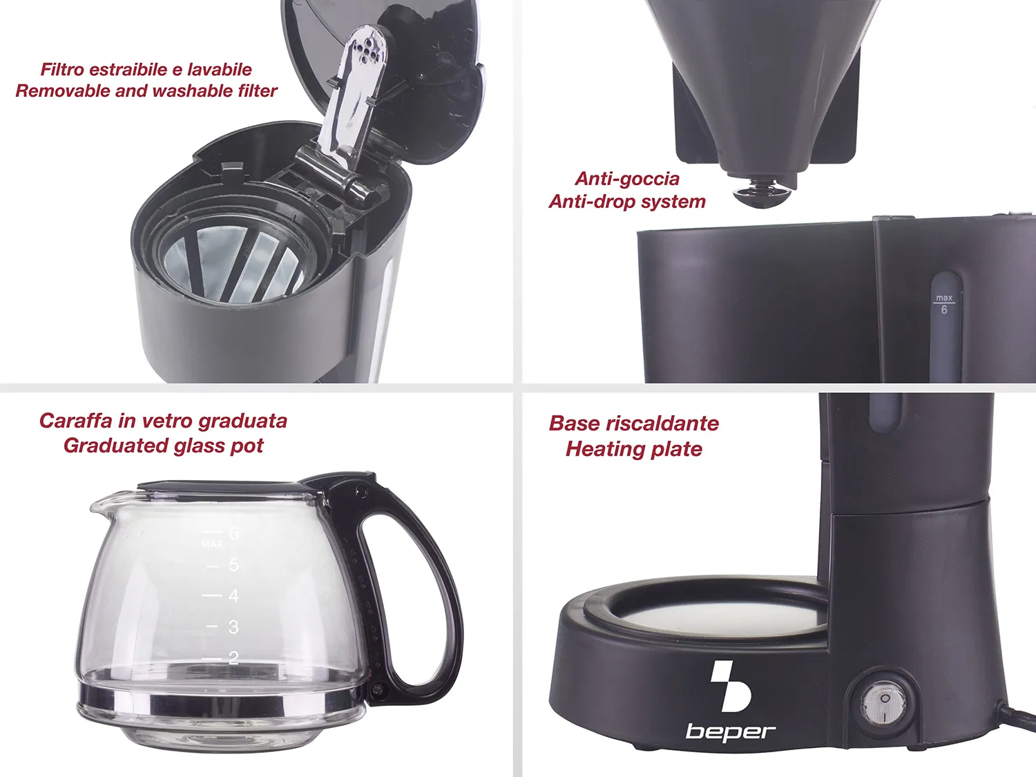 Beper BC.060 cafetière filtre 600 ml 4 tasses