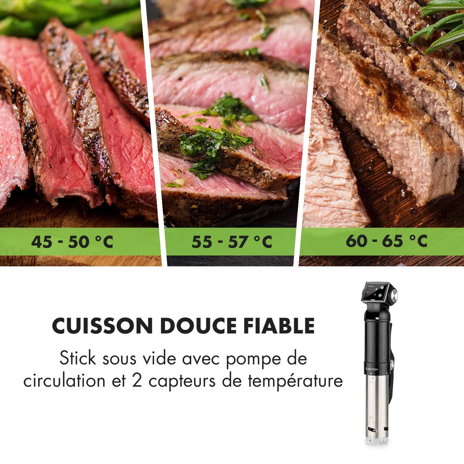 Klarstein Quickstick Pro cuiseur sous vide 800W noir
