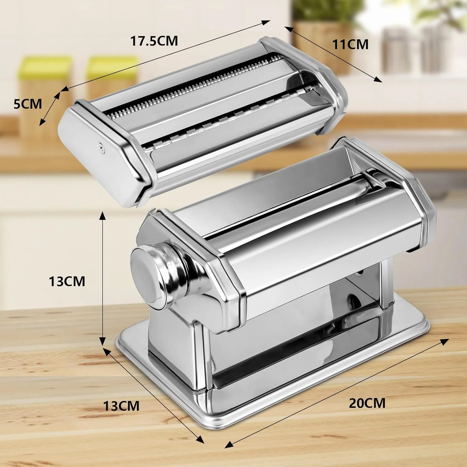 YASHE Machine à Pâtes Manuelle Inox 7 Épaisseurs Fettuccine
